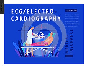 Medical tests blue template - electrocardiography