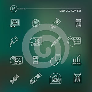 Medical tests icons outline