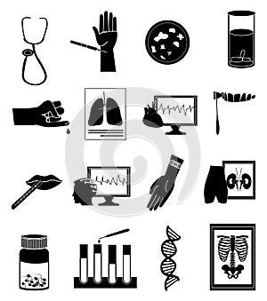 Medical tests icons set