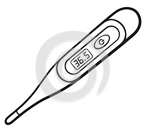 medical thermometer black contour drawing