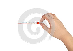 Medical Thermometer Isolated, Glass Medical Thermometer on White Background