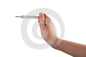 Medical Thermometer Isolated, Glass Medical Thermometer on White Background