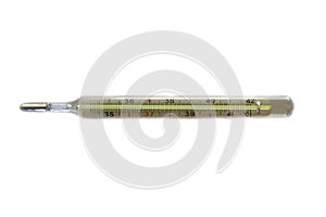 Medical thermometer over white