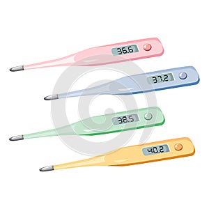 Medical thermometer and various temperature indicators