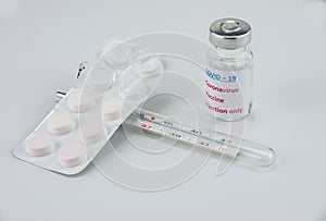 Medical thermometrar, pills and vaccine for COVID - 19 Coronavirus