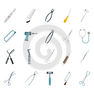 Medical tools icon set, flat style