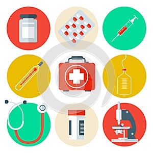 Medical Tools Icons Set. Medical Background with Health Care Stuff