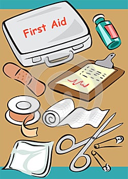 Medical tools set poster background