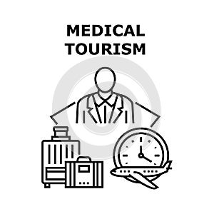 Medical Tourism Vector Concept Black Illustration