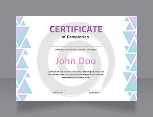 Medical training completion certificate design template