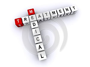 Medical Treatment word block on white