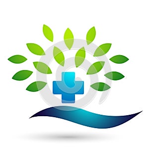 Medical tree health care wellness medical logo icon on white background