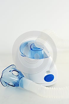 Medical ultrasonic inhaler, equipment for medical inhalation treatment on white background