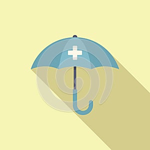 Medical umbrella protection icon flat vector. Care medical