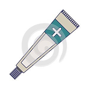 Medical unguent bottle isolated blue lines