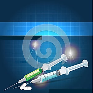Medical vector background with injections and pills