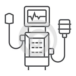 Medical ventilator thin line icon, breathing and health, oxygen sign, vector graphics, a linear icon on a white