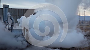 A medical waste incinerator in a remote area of the hospital billowing white smoke as it safely disposes of contaminated