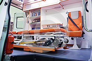 Medical wheeled stretcher for patients in ambulance