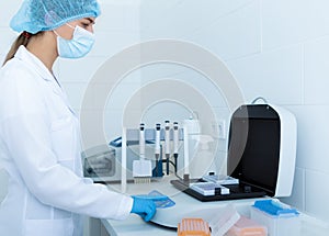 Medical worker making test for detection of antibodies and infections