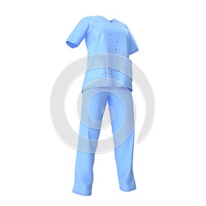 Medical workers clothes dirty in the blood isolated on white. 3D illustration