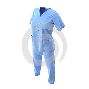 Medical workers clothes dirty in the blood isolated on white. 3D illustration