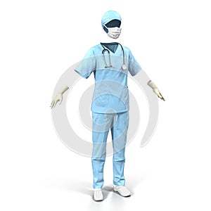 Medical workers clothes for woman isolated on white. No people. 3D illustration