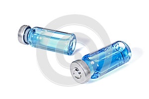 Medicals vials with blue vaccine