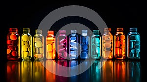 Medication Bottles with Colored Capsules