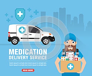 Medication delivery service concept modern design flat