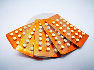 Medication and healthcare concept. Oral contraceptive drug. 21 y