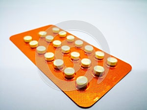 Medication and healthcare concept. Oral contraceptive drug. 21 y