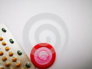 Medication and healthcare concept. Oral contraceptive drug in si