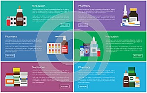 Medication Pharmacology Set Vector Illustration