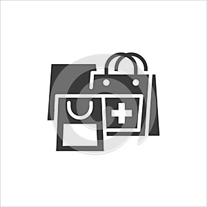 Medication purchase glyph black icon. Sign for web page, mobile app, button, logo. Vector isolated template.