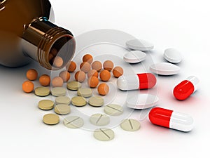 Medication on white background