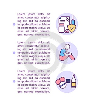 Medication for withdrawal symptom mitigation concept line icons with text