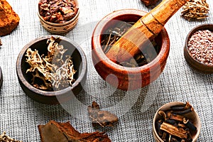 Medicinal healing herbs in alternative medicine