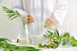 Medicinal herbal plant analysis, Natural organic botany drug research and development.