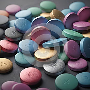 medicinal medical pills lying on a white background, medical drugs, prescription medicines for illnesses,