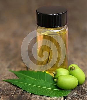 Medicinal neem leaves with essential oil