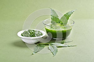 Medicinal Neem leaves paste and juice with leaves