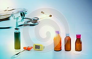 Medicine background with doctor tools