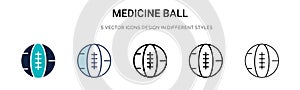 Medicine ball icon in filled, thin line, outline and stroke style. Vector illustration of two colored and black medicine ball