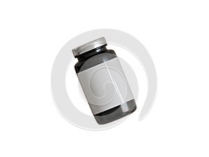 Medicine bottle black color 3D rendering