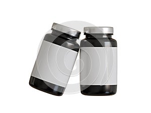 Medicine bottle black color 3D rendering