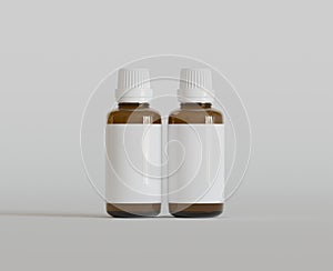 Medicine bottle brown color 3D rendering