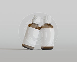 Medicine bottle brown color 3D rendering