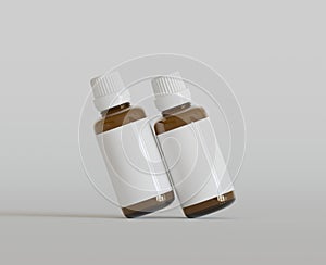 Medicine bottle brown color 3D rendering