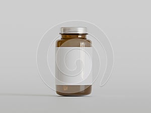 Medicine bottle brown color 3D rendering